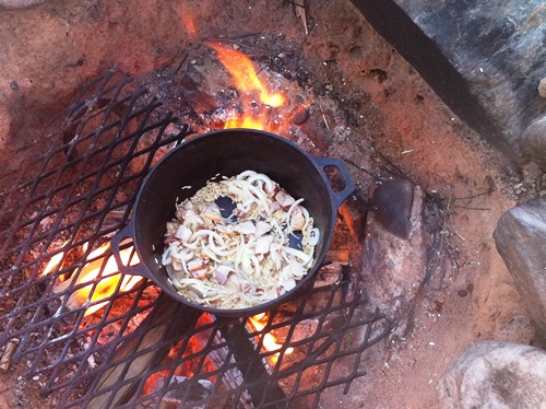 126 Bacon, onions and rice cooking in a cast iron pan, with maybe just a splash of bourbon.