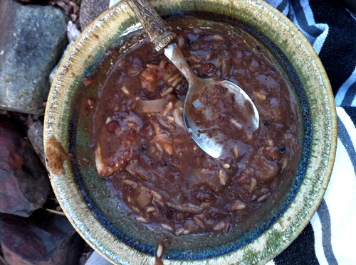 Bean soup with bacon and rice