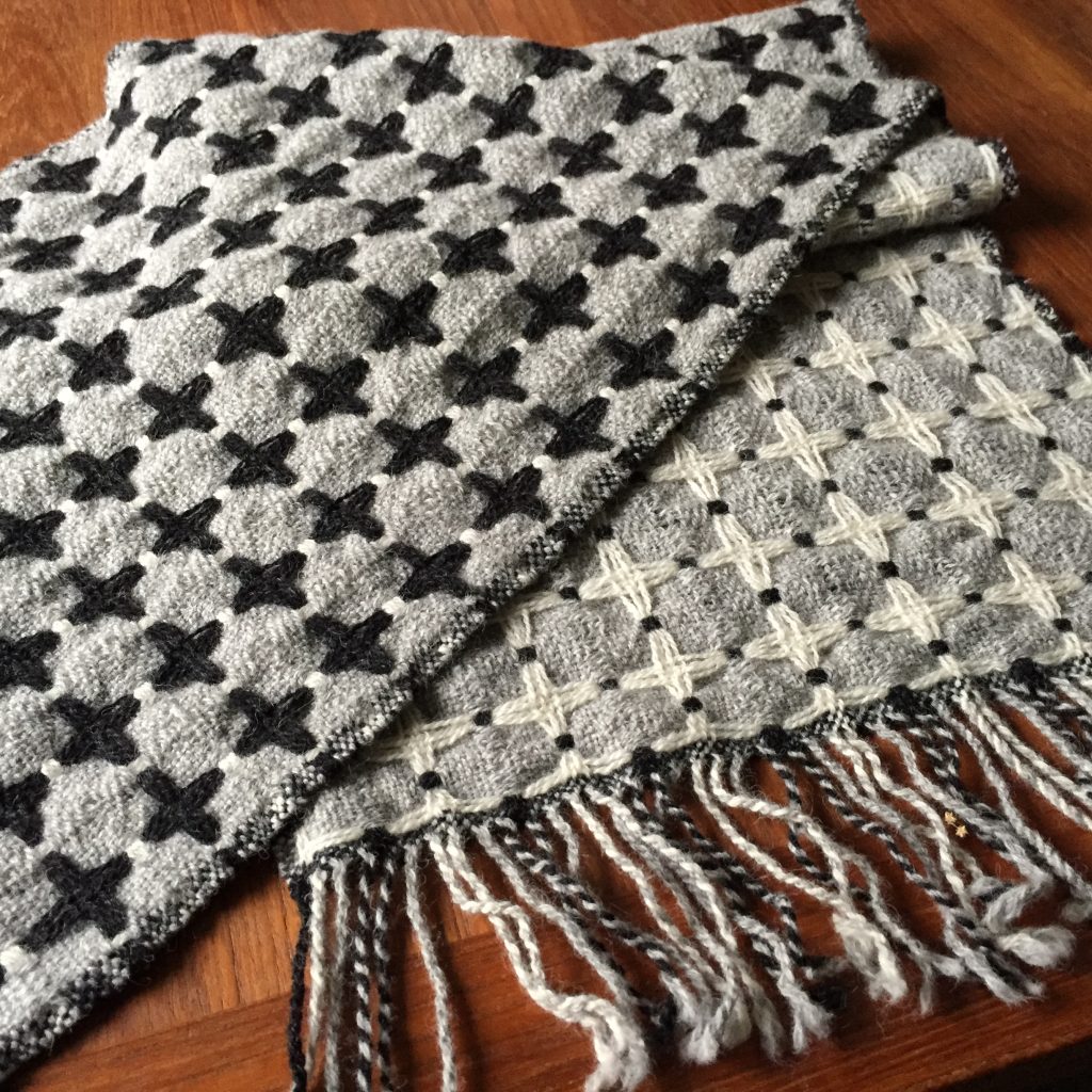 100% wool deflected doubleweave shawl