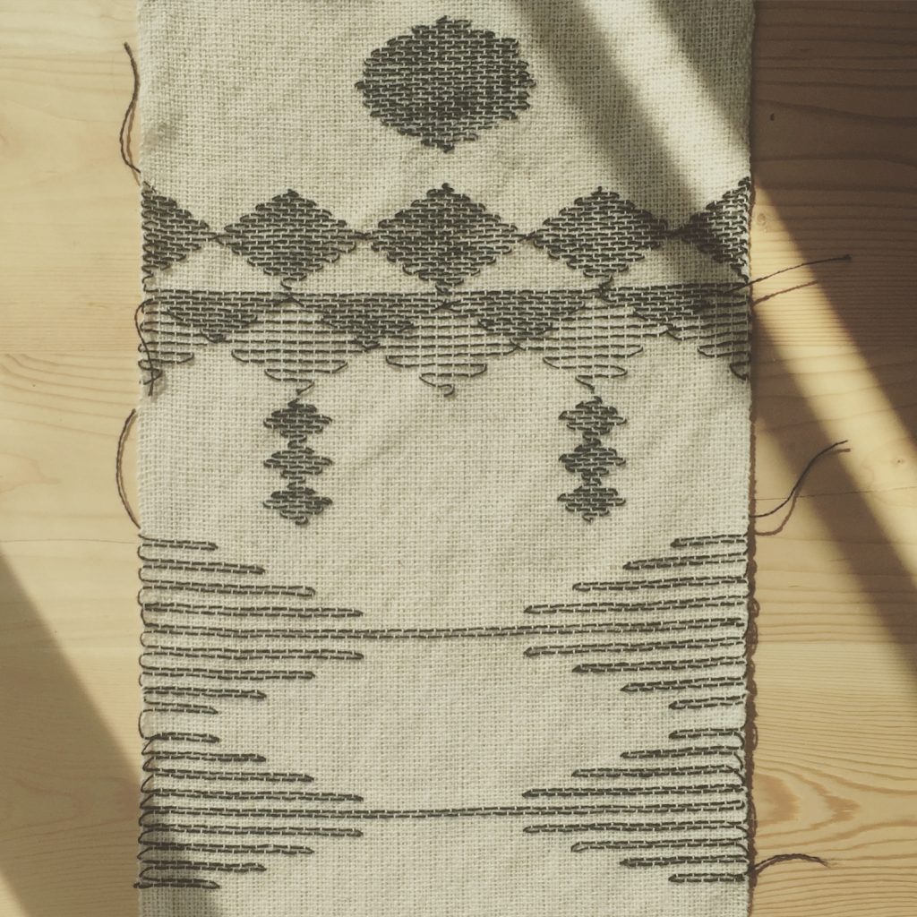 Theo Moormon technique wall hanging, fresh off the loom, prior to finishing