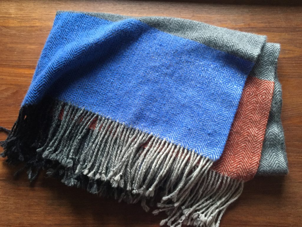 Colorblocked twill poncho with birdseye details